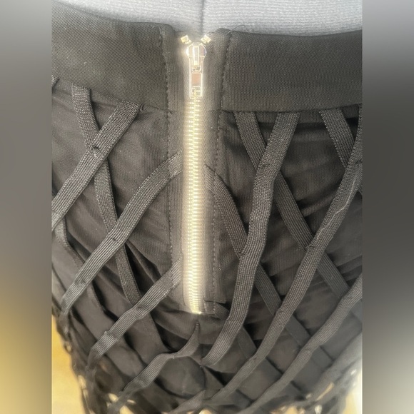 AKIRA Viva Las Vegas Mesh Fringe Skirt Size L | Party Festival Boho Goth Edgy - Picture 9 of 14